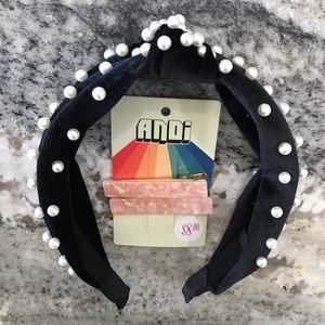 New Arthur Jane Claire Pearl Topknot Headband and Andi Clips